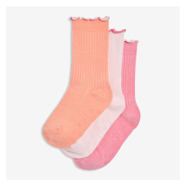 Toddler Girls' 3 Pack Rib Crew Socks - Pink