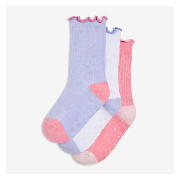 Toddler Girls' 3 Pack Rib Crew Socks - Purple