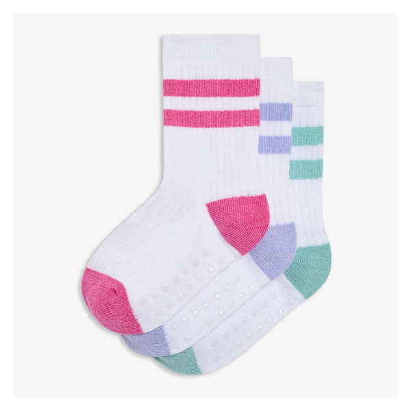 Gender Free Toddler 3 Pack Rib Crew Socks - White