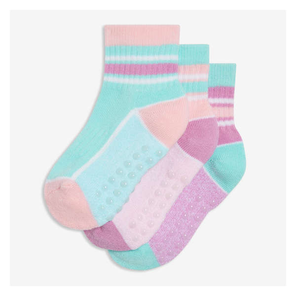 Toddler Girls' 3 Pack Quarter-Crew Socks - Pink