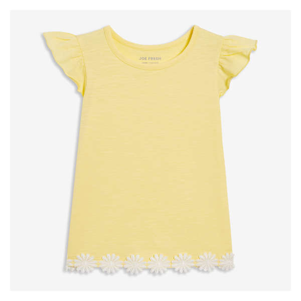 Toddler Girls' Daisy Trim Tee - Pale Yellow