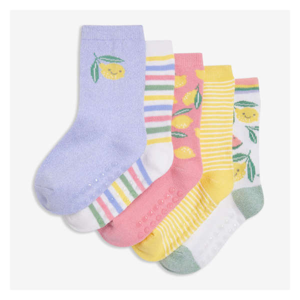Toddler Girls' 5 Pack Crew Socks - Yellow