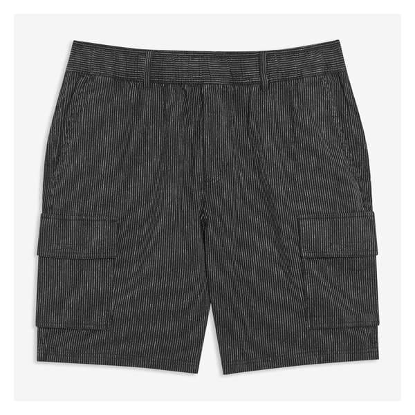 Men's Linen-Blend Cargo Short - Black