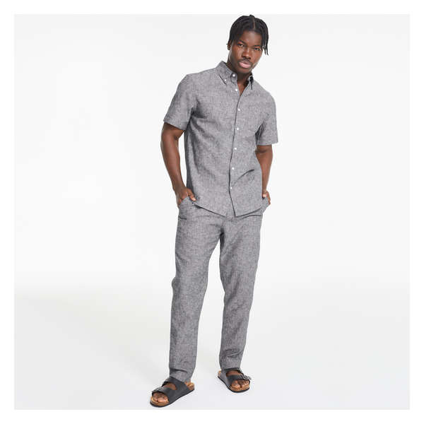Men's Linen-Blend Pant - Dark Grey