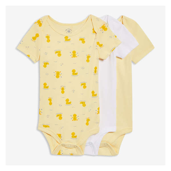 Newborn 3 Pack Organic Cotton Bodysuit - Light Yellow