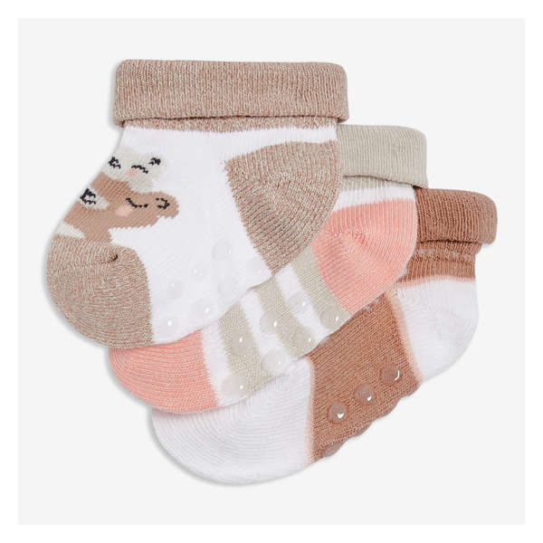 Newborn 3 Pack Turn Cuff Socks - Brown