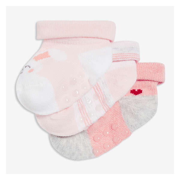 Newborn 3 Pack Turn Cuff Socks - Pink