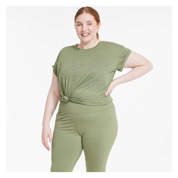 Women+ Mesh Panel Active Legging - Army Green