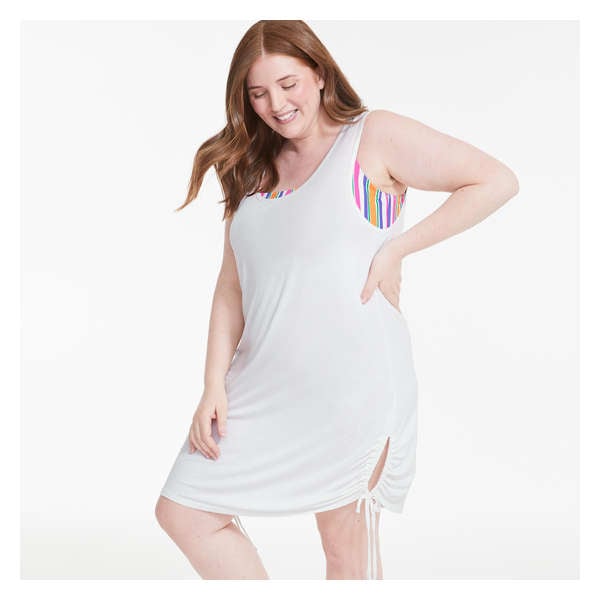 Women+ Ruched Dress Cover-Up - White