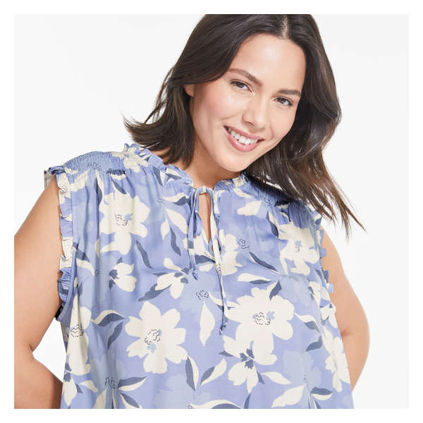 Women+ Split Neck Tank - Blue