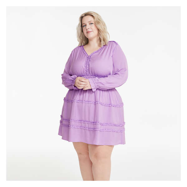 Women+ Ruffle Trim Dress - Pastel Purple