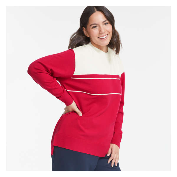 Women+ Stripe Sweater - Bright Red