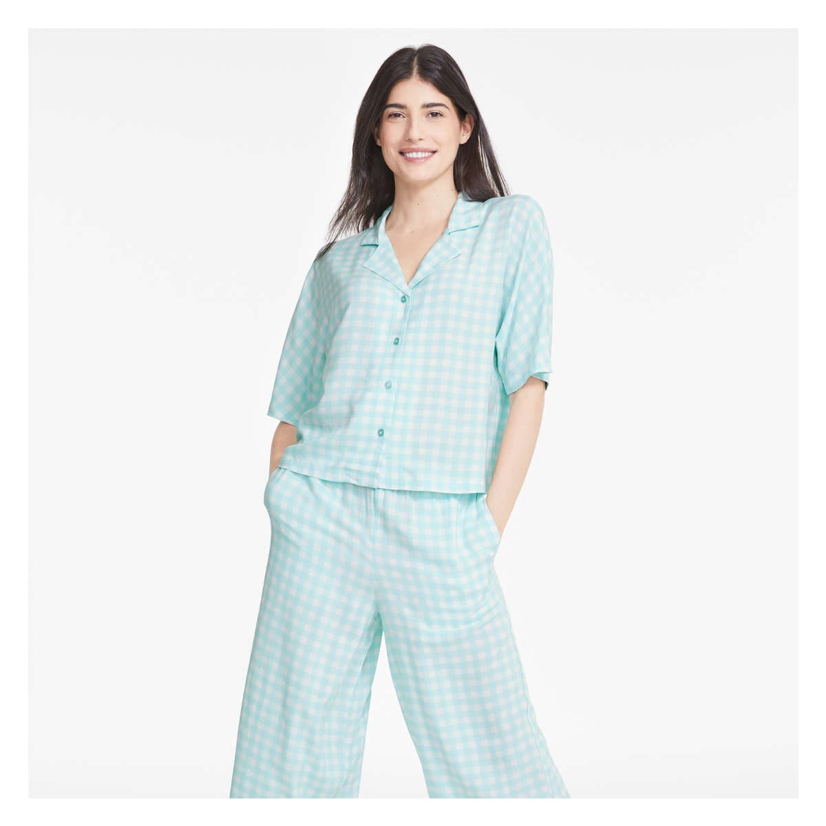 Crop Pajama Pant in Aqua from Joe Fresh