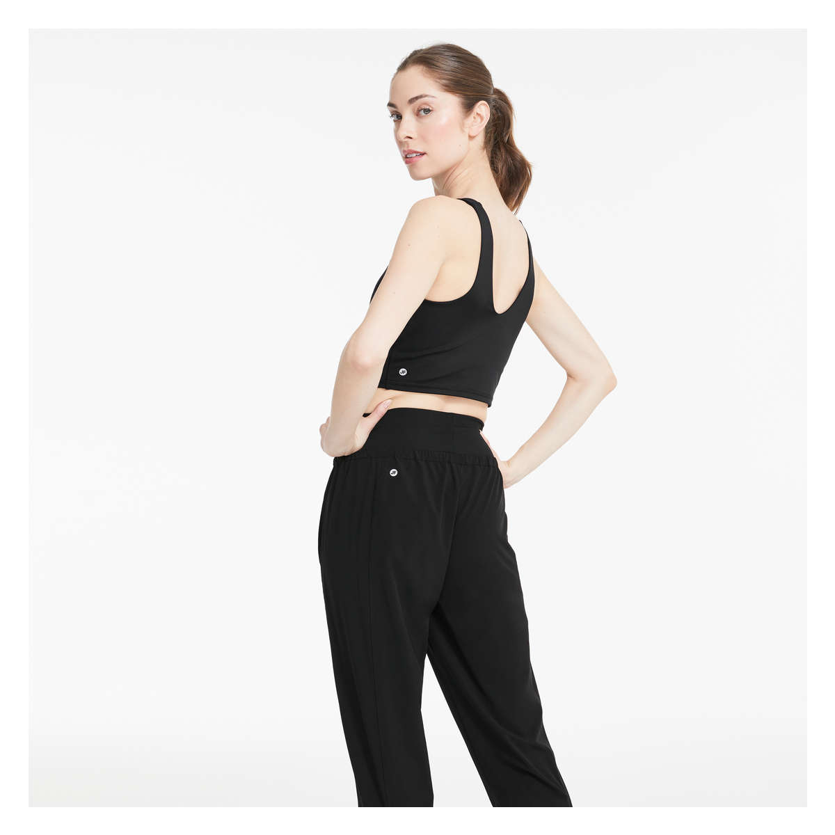 Crew Neck Sports Bra in Black from Joe Fresh