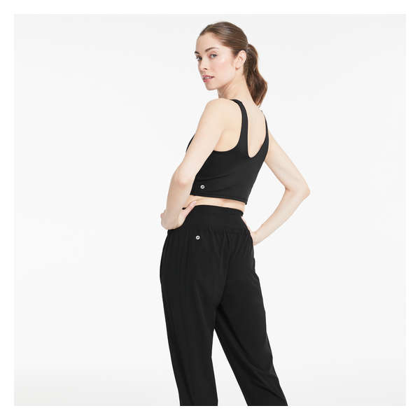 Crew Neck Sports Bra - Black