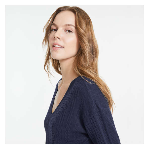 Cable Knit Sweater - Dark Blue