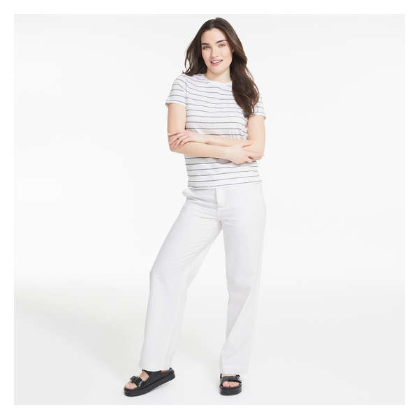 Stripe Crew Neck Tee - White