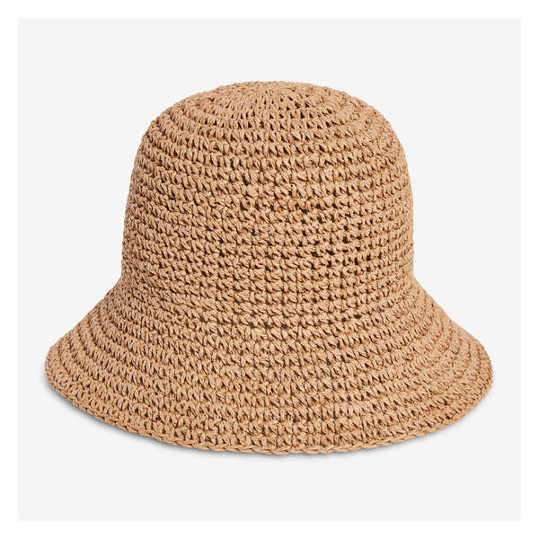 Straw Bucket Hat - Brown