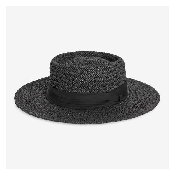 Straw Boater Hat - Black