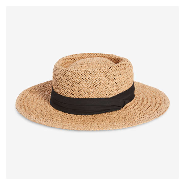 Straw Boater Hat - Brown
