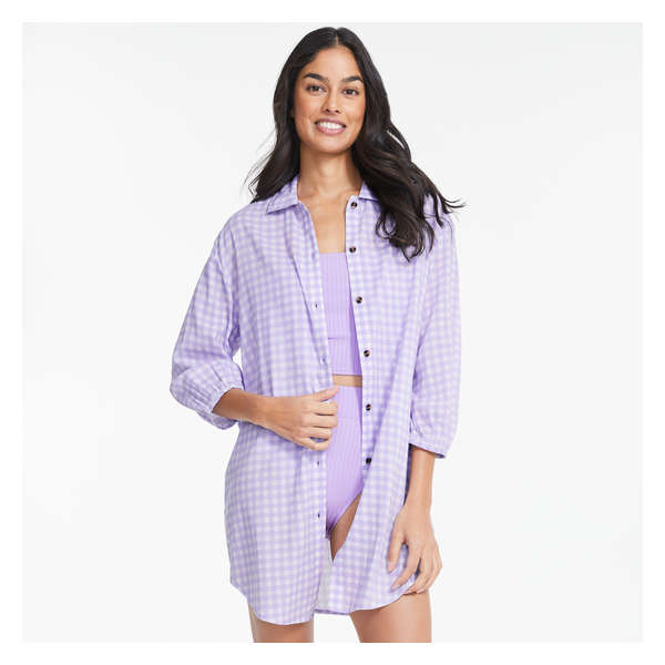 Button-Down Cover-Up - Light Purple