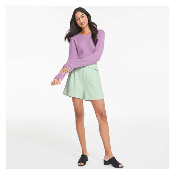 Double V-Neck Sweater - Pastel Purple