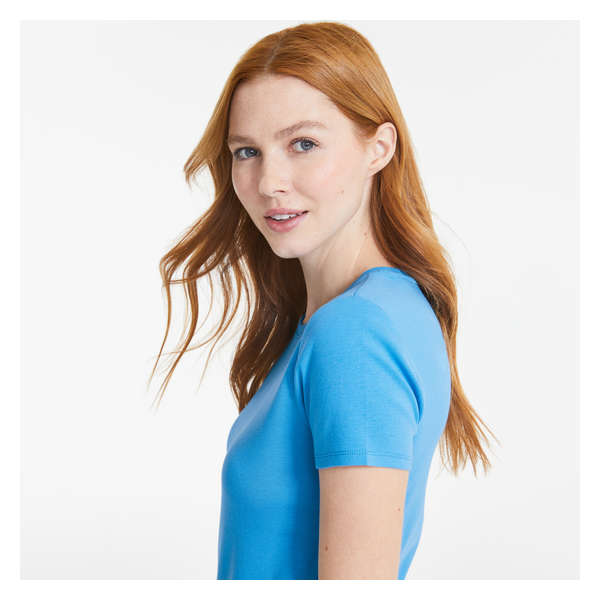 Crew Neck Organic Cotton Tee - Blue