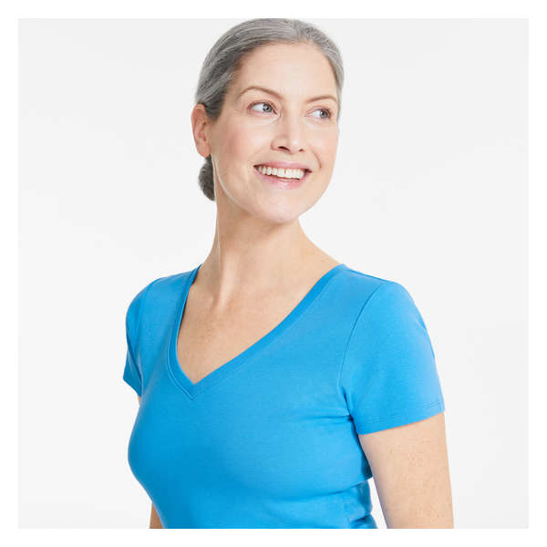 V-Neck Organic Cotton Tee - Blue