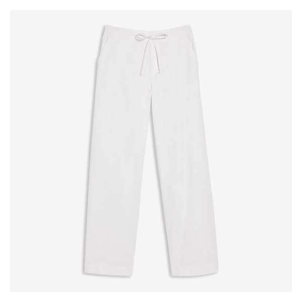 Wide Leg Linen-Blend Pant - White