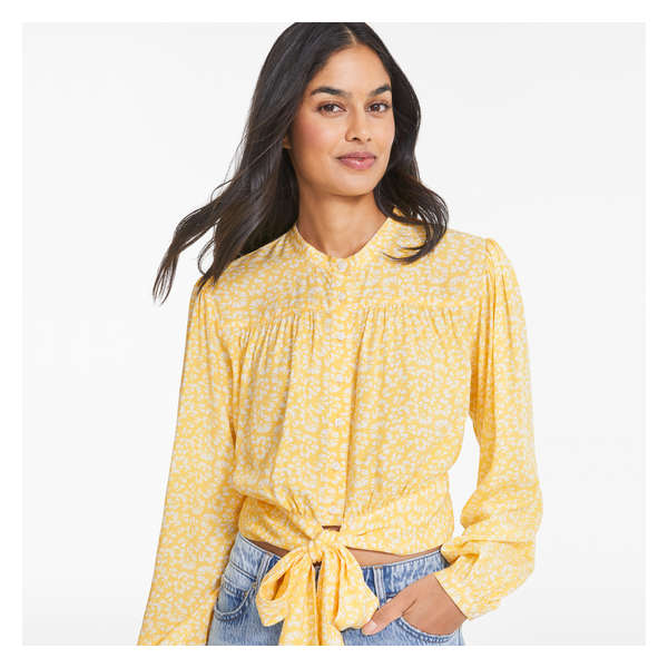 Front-Tie Blouse - Yellow