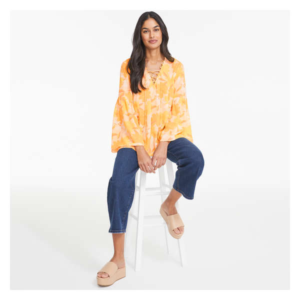 Lace-Up Blouse - Light Gold