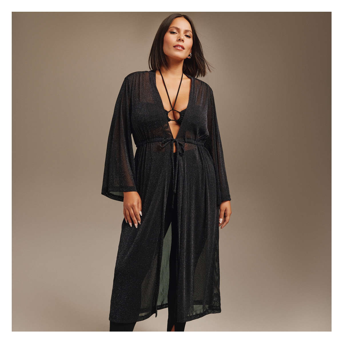 Metallic Knit Cover-Up in Black from Joe Fresh