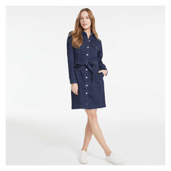 Denim Shirtdress - Dark Blue