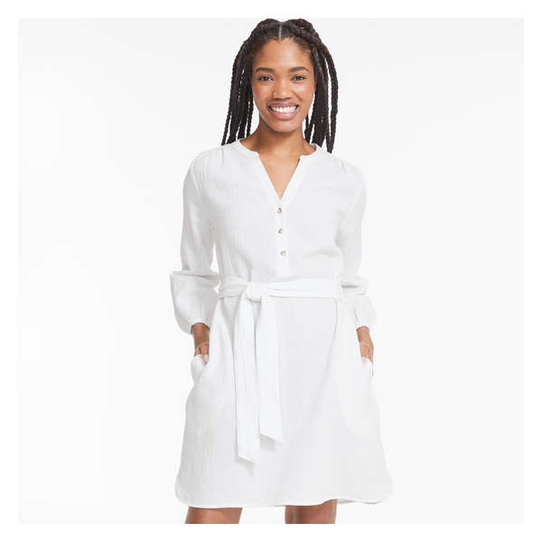Belted Dress - White