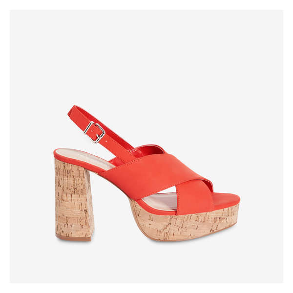 Cork Heel Pumps - Bright Red