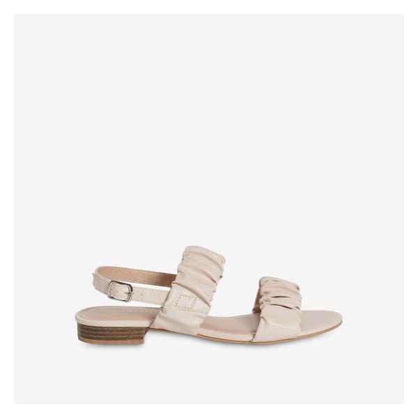 Ruched Sandals - Light Peach