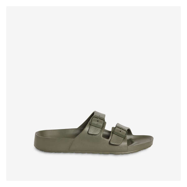 Double-Strap Sandals - Dark Khaki Green