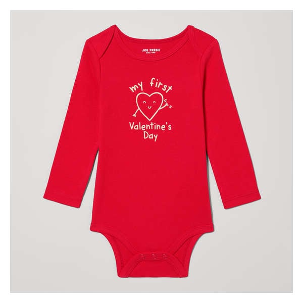 Baby Boys' Long Sleeve Cotton Bodysuit - Red