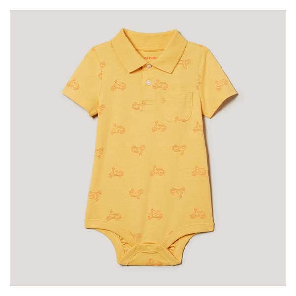 Baby Boys' Polo Bodysuit - Dusty Yellow