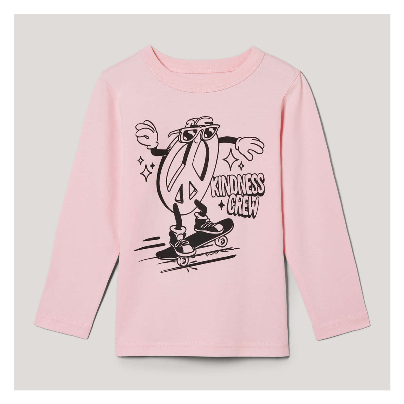 Fish Graphic Toddler Long Sleeve T-Shirt - Cute Kids' T-Shirt - Cartoon  Long Sleeve Tee - Pink, 4T