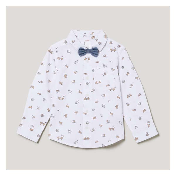 Toddler Boys' Bow Tie Oxford Shirt - White