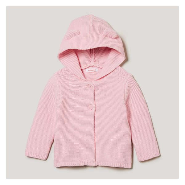 Baby Girls' Hooded Cardigan - Pastel Pink