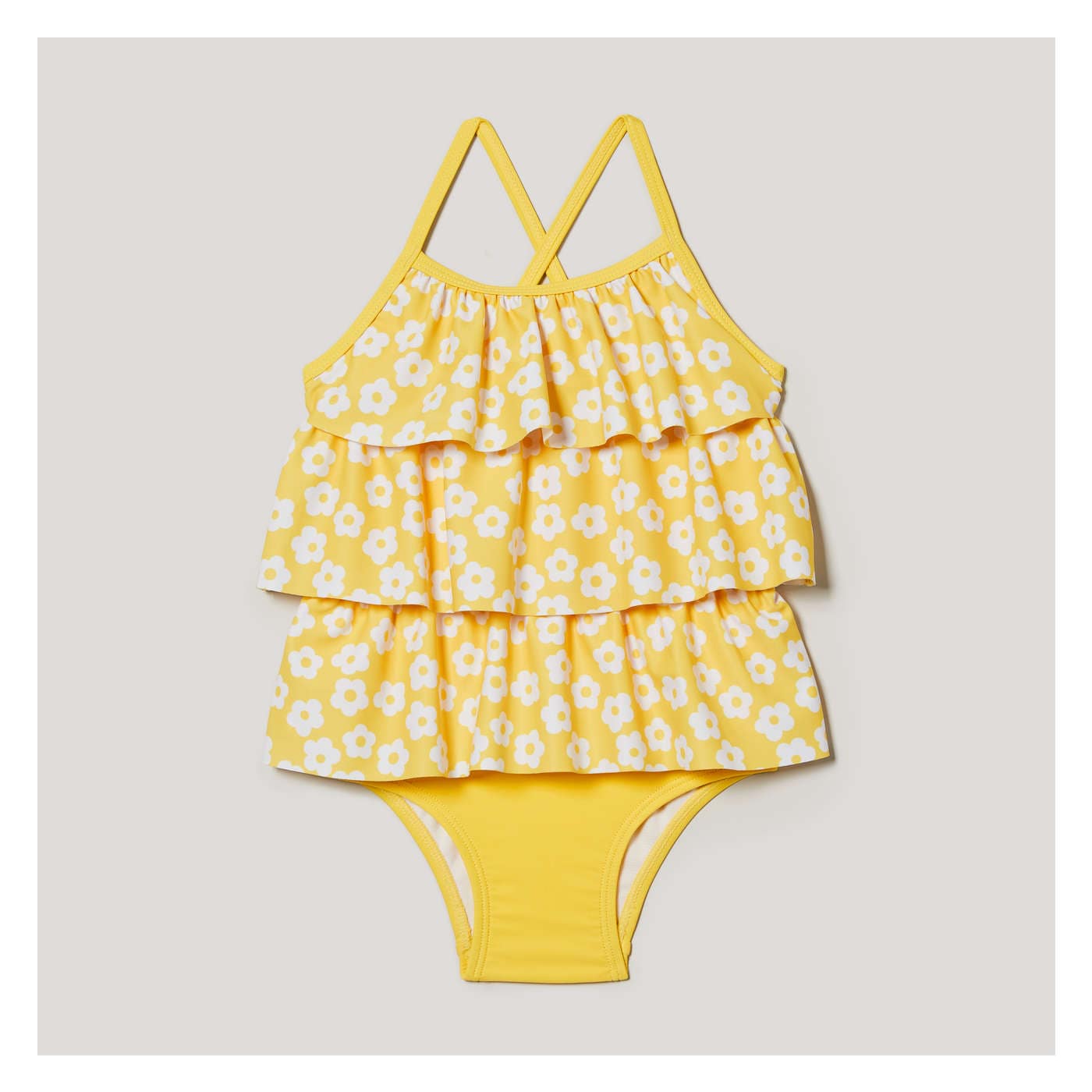 Girls organic cotton swimsuit with frill