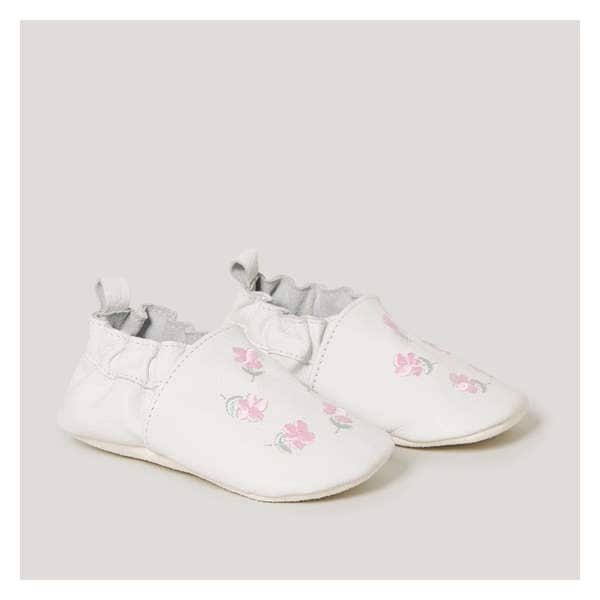 Baby Girls' Flower Footlets - White