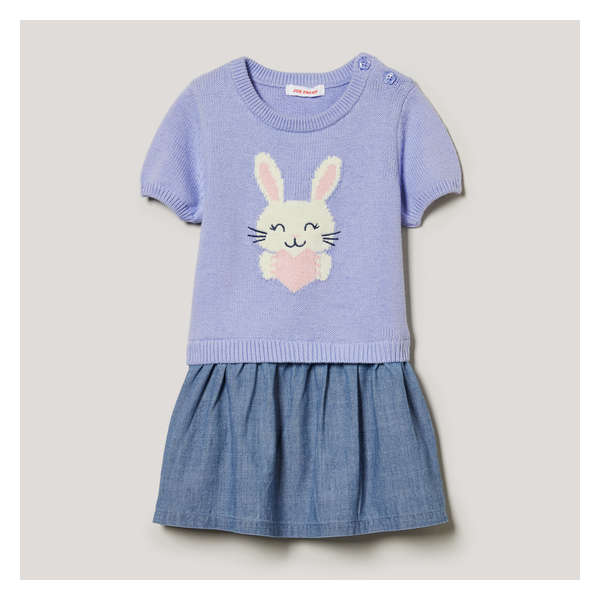 Baby Girls' Sweater Combo Dress - Lavender