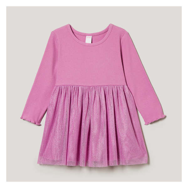 Baby Girls' Printed Tulle Dress - Mauve