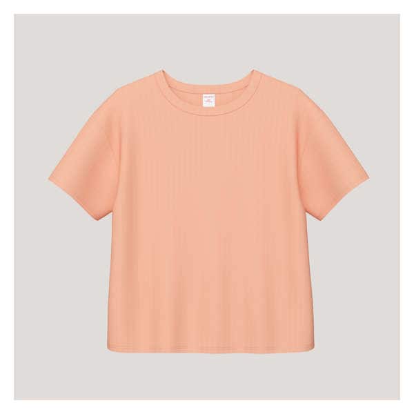 Kid Girls' Rib T-Shirt - Light Peach