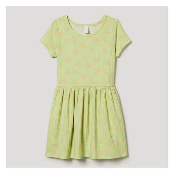 Kid Girls' Rib Dress - Light Lime Green