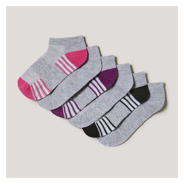 Kid Girls' 6 Pack Low-Cut Socks - Grey
