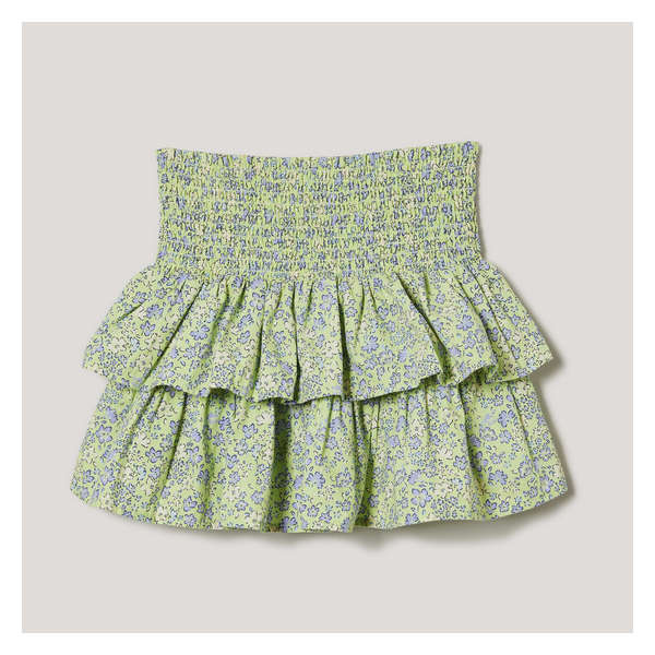 Kid Girls' Smocked Waist Skirt - Light Lime Green